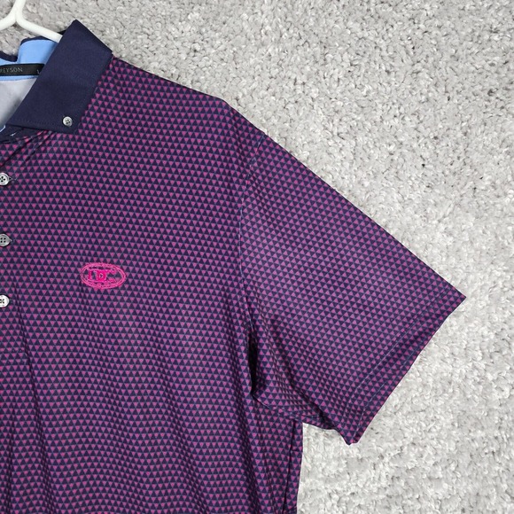 Greyson Men Golf Polo Shirt‎ Large Purple Pink Stretch Athletic Preppy Travel - Picture 3 of 11